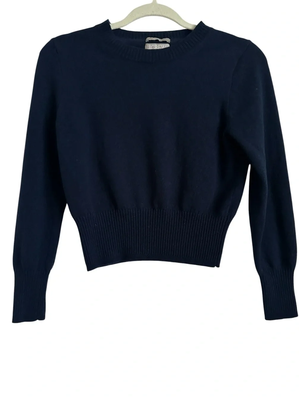J.Crew Cashmere Navy Fitted Cropped Crewneck Sweater Small